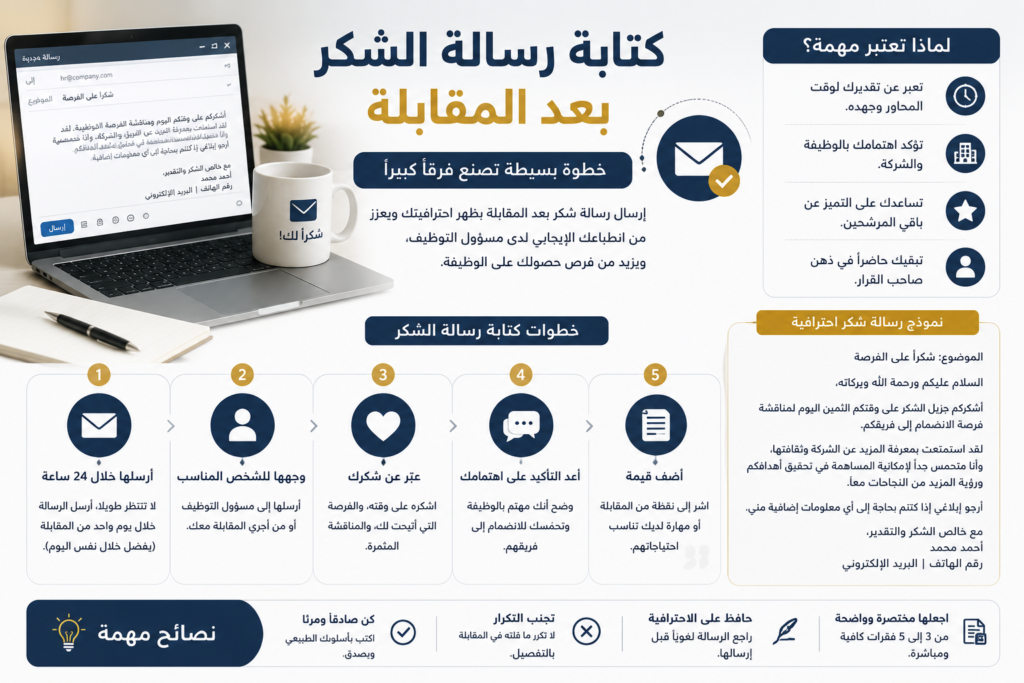 كتابة رسالة الشكر بعد المقابلة