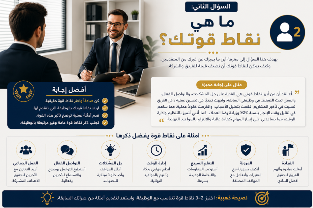 السؤال الثاني: ما هي نقاط قوتك؟