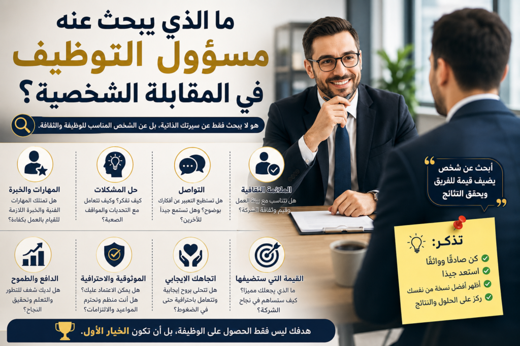 ما الذي يبحث عنه مسؤول التوظيف في المقابلة الشخصية؟