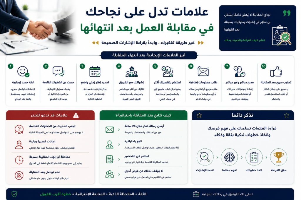 علامات تدل على نجاحك في مقابلة العمل بعد انتهائها
