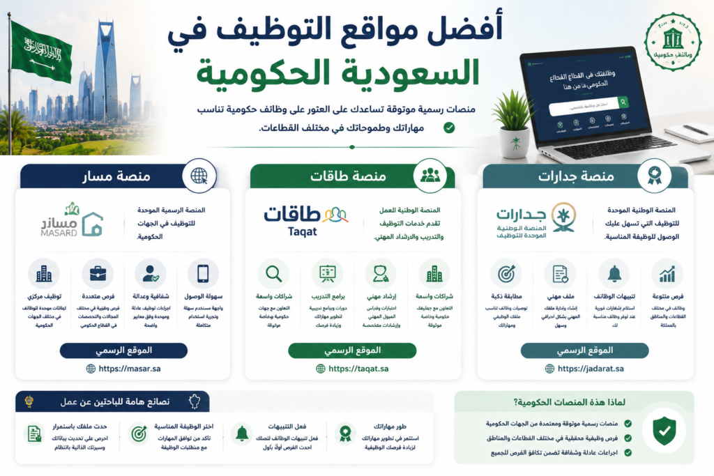 أفضل مواقع التوظيف في السعودية الحكومية
