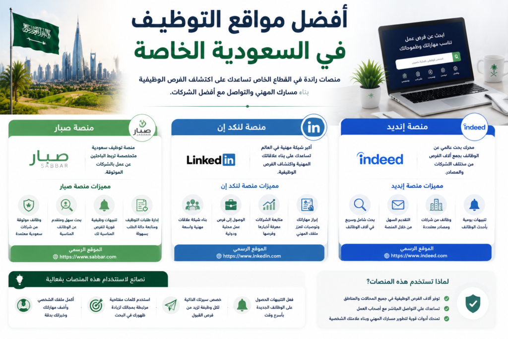 أفضل مواقع التوظيف في السعودية الخاصة