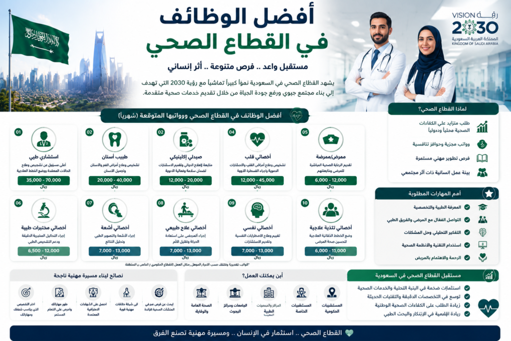 أفضل الوظائف في القطاع الصحي