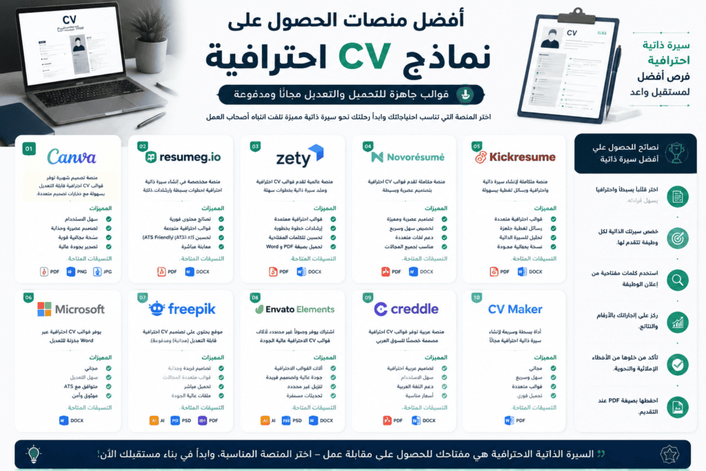 أفضل منصات الحصول على نماذج CV احترافية