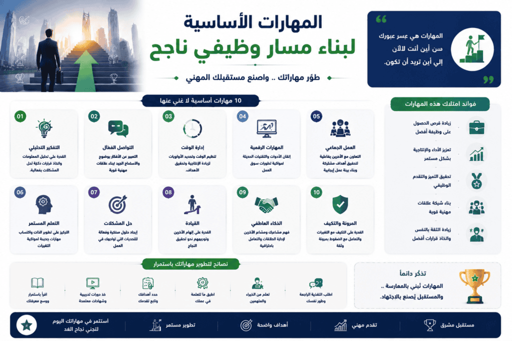 المهارات الأساسية لبناء مسار وظيفي ناجح
