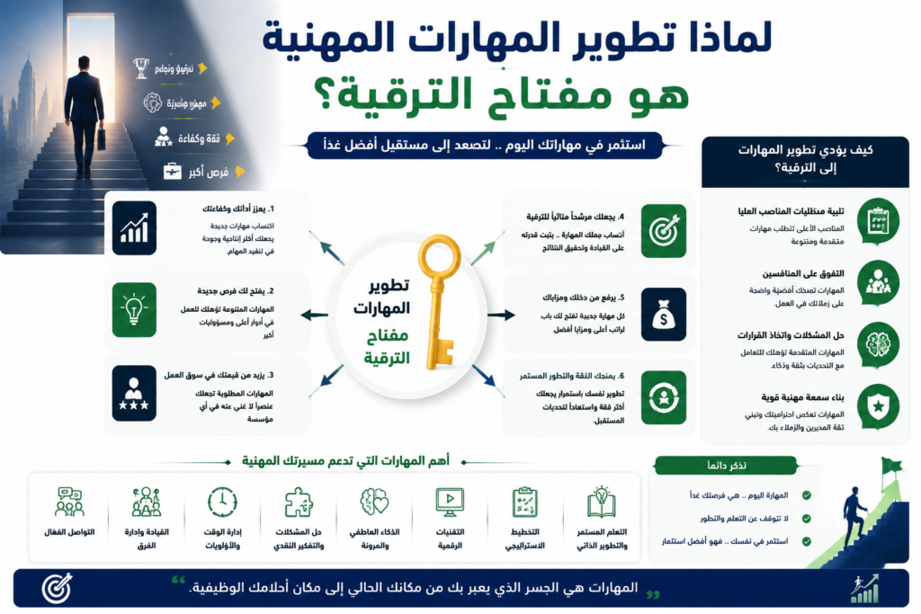 لماذا تطوير المهارات المهنية هو مفتاح الترقية؟