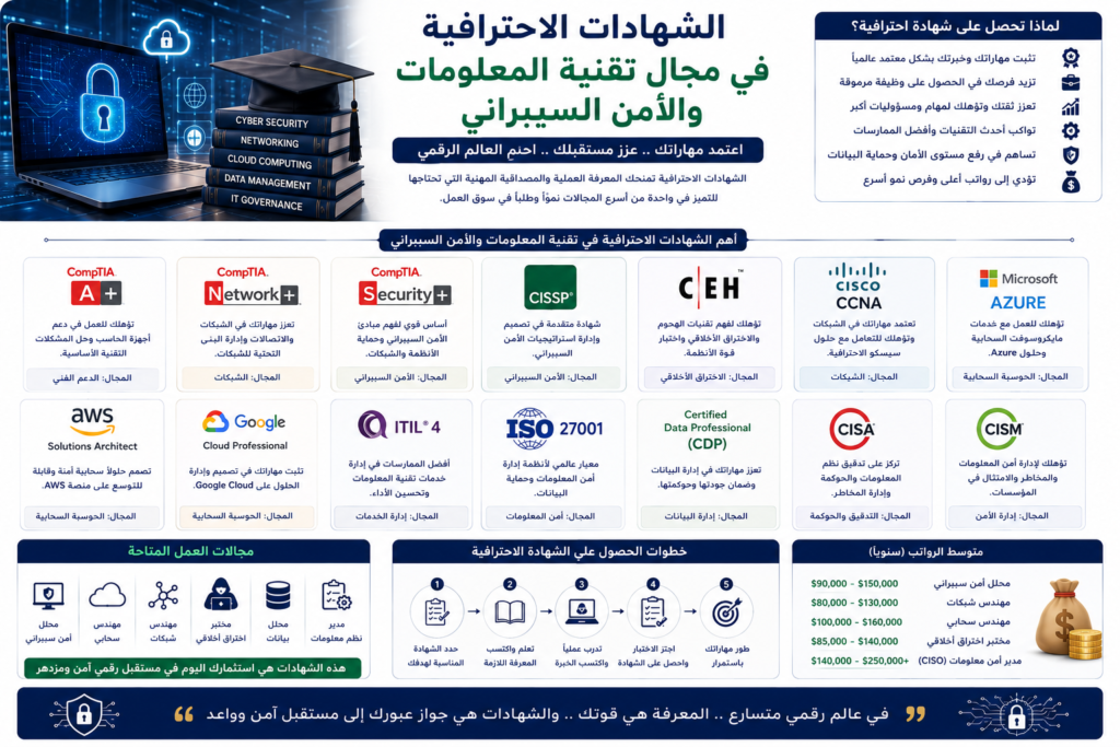 الشهادات الاحترافية في مجال تقنية المعلومات والأمن السيبراني