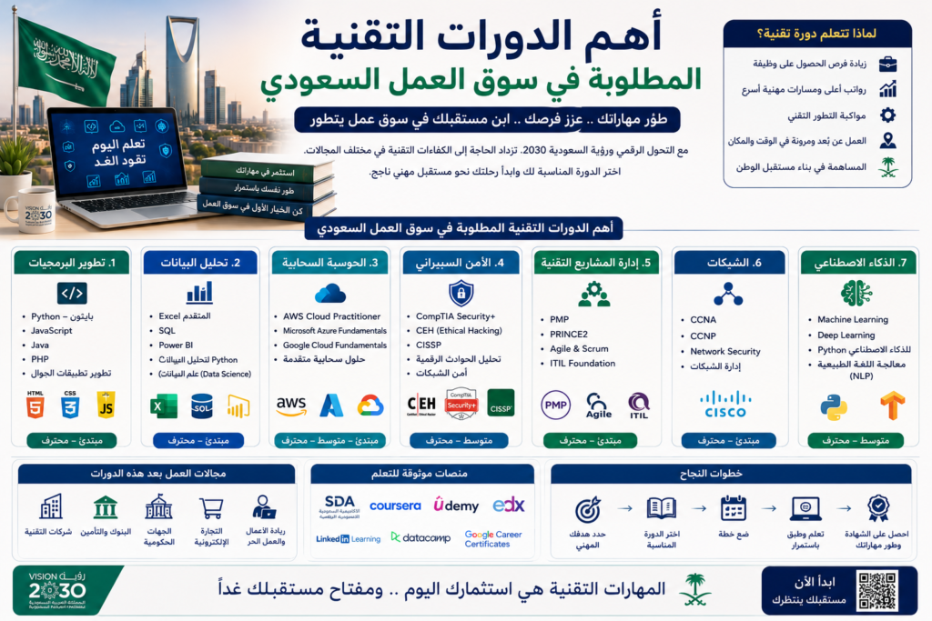أهم الدورات التقنية المطلوبة في سوق العمل السعودي