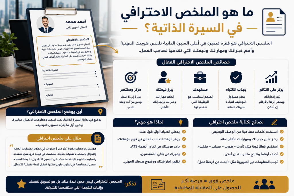 كتابة ملخص احترافي في السيرة الذاتية؟